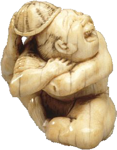 Japanese netsuke of contortionist, LACMA