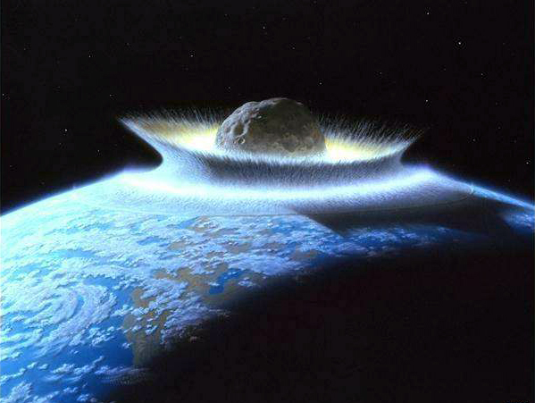 NASA artist's conception of asteroid destroying Earth