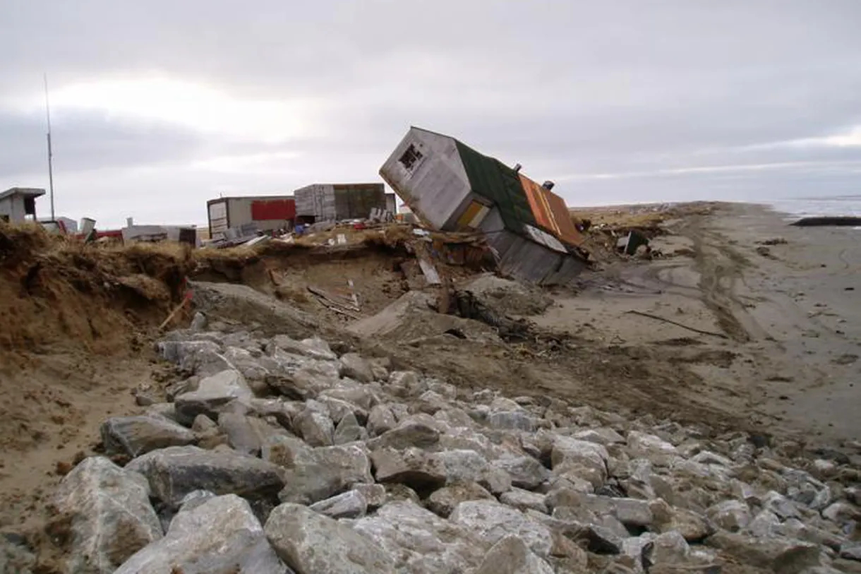 Melting permafrost causing houses to topple in Shishmaref, Alaska